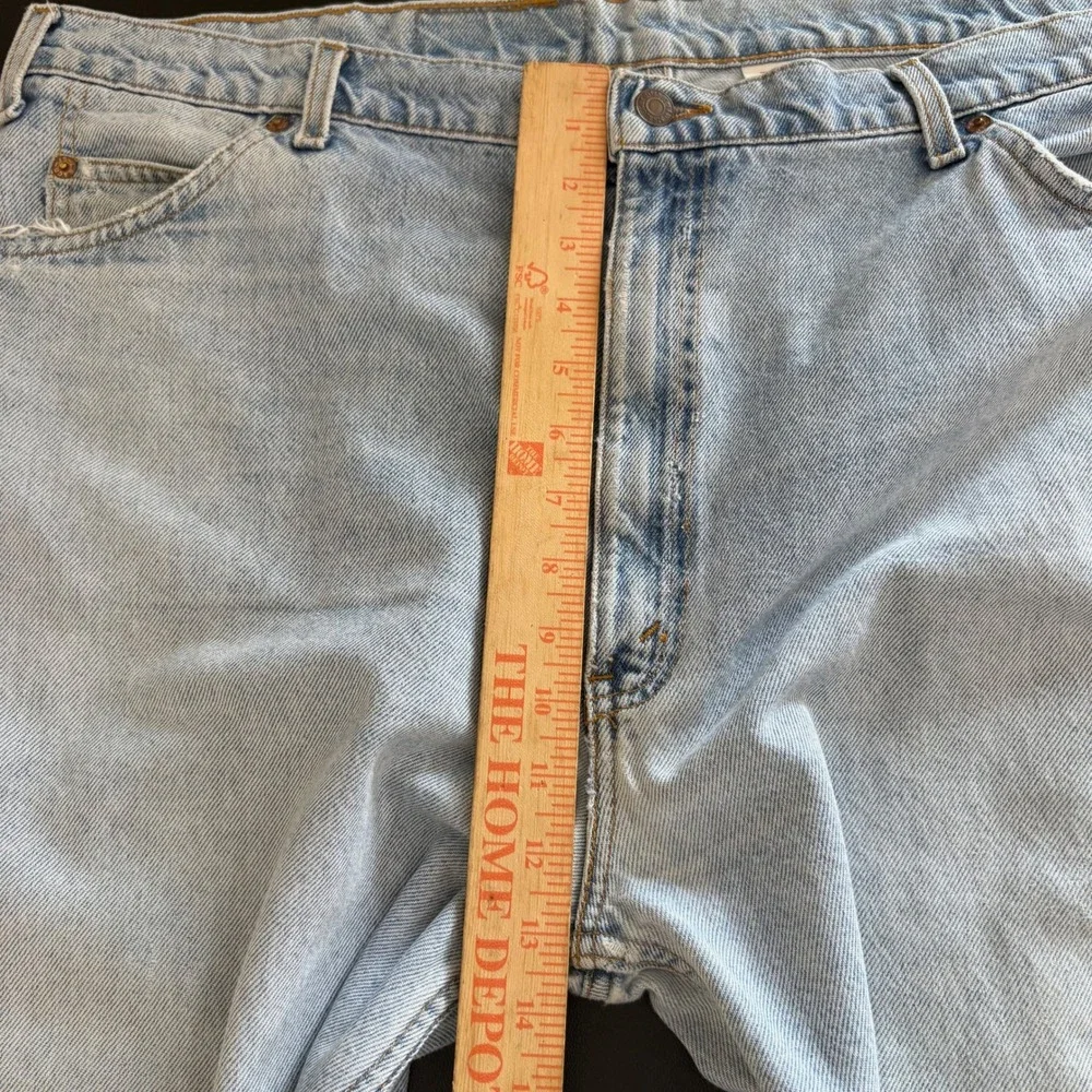 VTG 90s Levis 550 Relaxed Fit Tapered Leg Jeans Mens 42x32 Light Wash Orange Tab